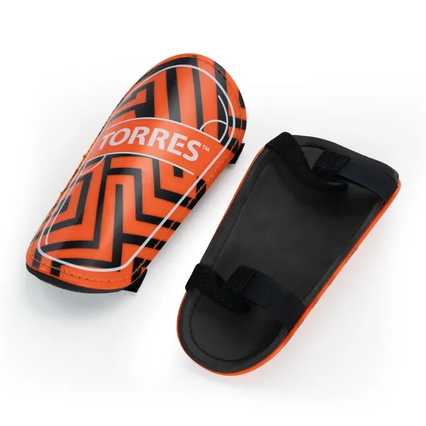 Щитки футбольные TORRES Club, FS2307M, р. M, без голеностопа, две заст. на лип, оранжево-черный