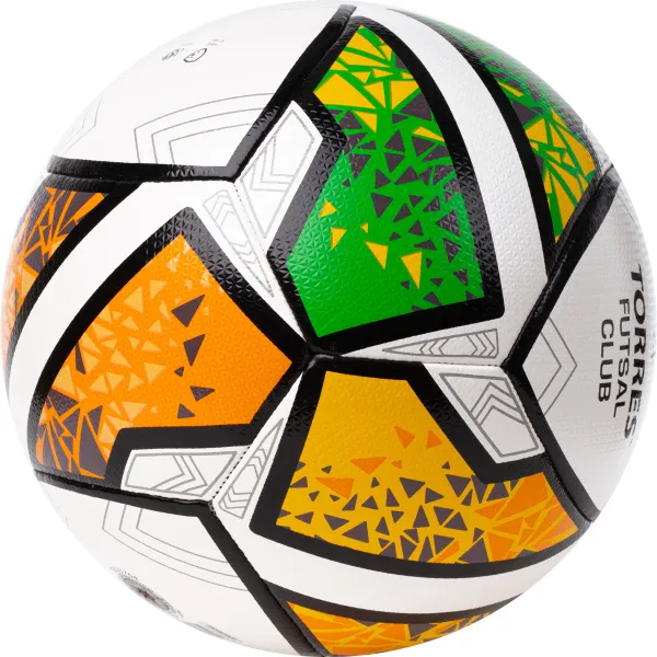 Мяч футзал. TORRES Futsal Club, FS323764, р.4, 10 пан. ПУ, 4 под. сл, гибрид. сш. бело-зел-оранж за 2&nbsp;264.40 ₽ в Туле