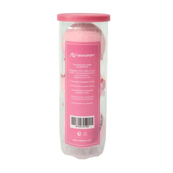 Мяч для падела NS Sakura, UAA2, уп.3 шт, сукно, нат.резина, розовый за 824.50 ₽ в Туле