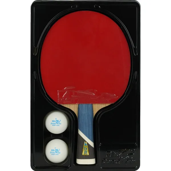 Ракетка для н/т DOUBLE FISH 5A+C, для продвин, ITTF Appr, накл. 2,1 мм, конич. ручка+ 2 мяча V40+мм за 2&nbsp;779.50 ₽ в Туле