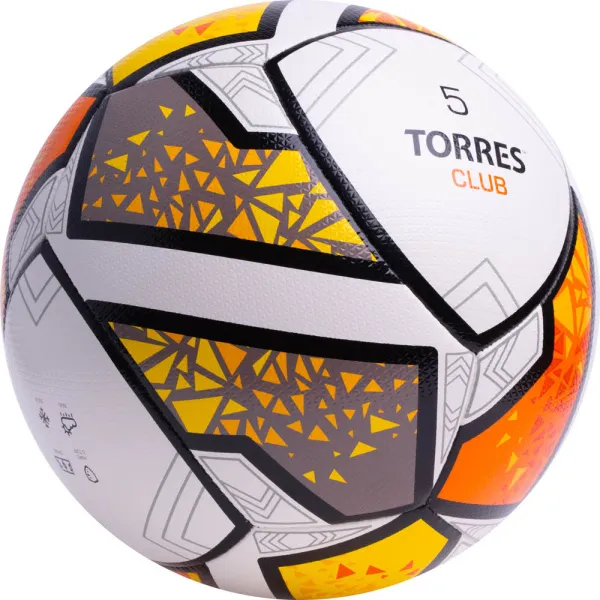 Мяч футб. TORRES Club, F323965, р.5, 10 пан., ПУ, гибрид. сшив, бел-оранж-желт за 2&nbsp;225.30 ₽ в Туле